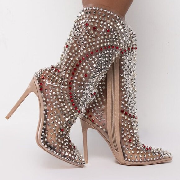 AZALEA WANG "Queen For a Day" STILETTO BOOTIE IN NUDE - Picture 1 of 7